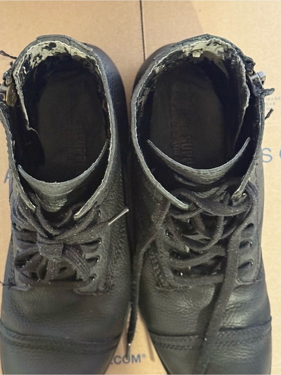 Ralph Lauren Denim Supply Pebbled Black Leather Lace-Up Combat Boots Side Zip main image 4